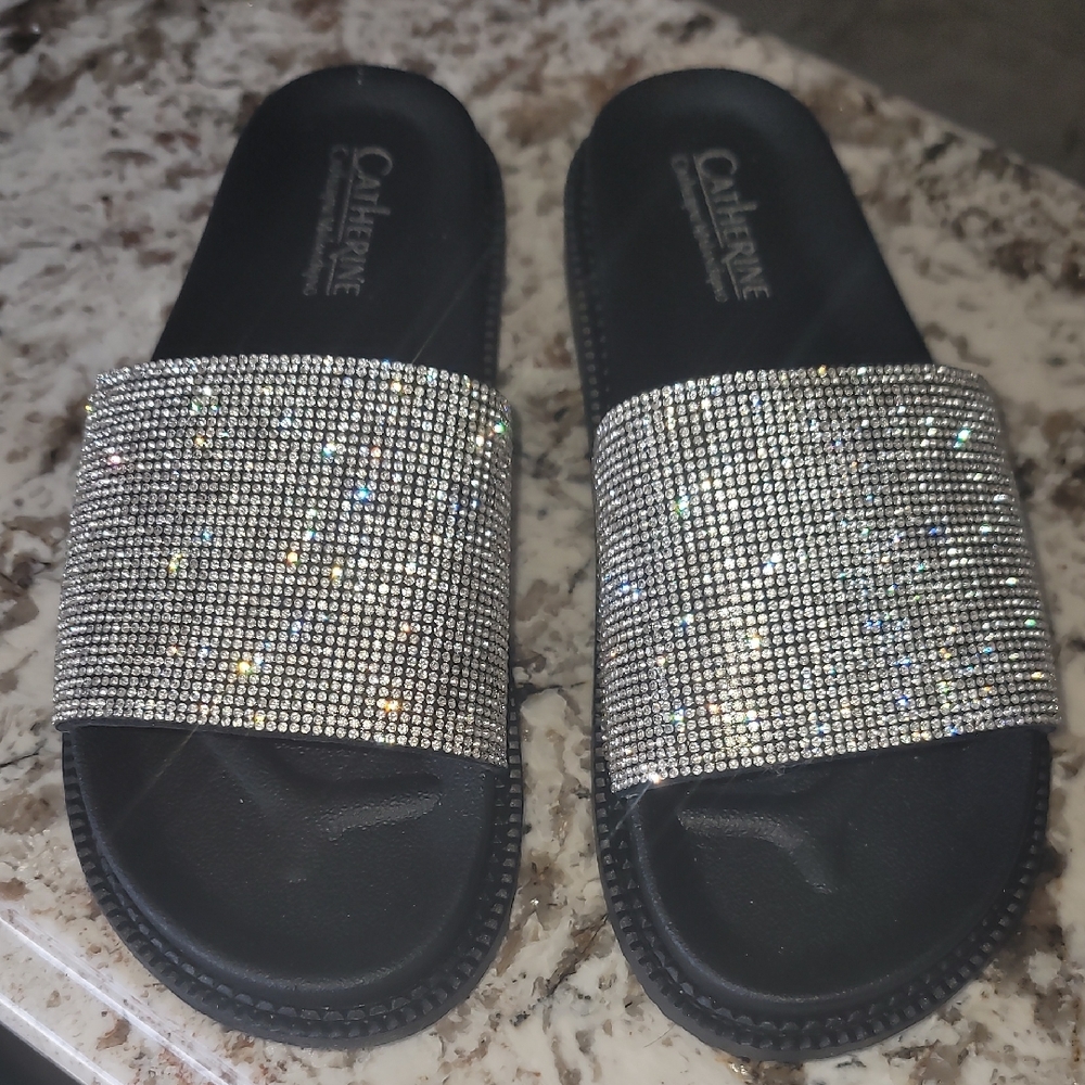 Chatties Rhinestone Slide Sandals